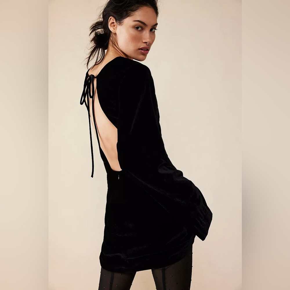 NWOT Free People Chelsey Velvet Open Back Mini Dress - Picture 3 of 8